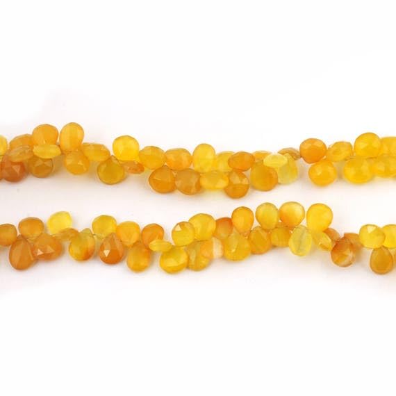 Chalcédonie jaune facettée perles poires briolettes pour création bijoux DIY unique