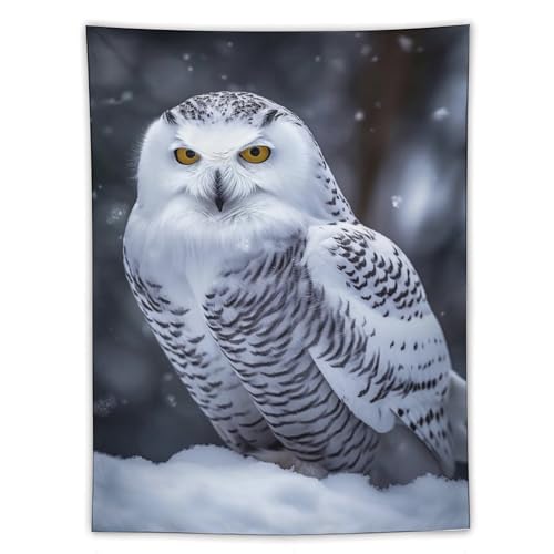 Tapisserie murale chouette arctique jolie decoration esthetique de chambre