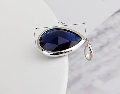 Miniatura 4 de Crystalline Azuria Collar con colgante de lágrima con cristales de circonita de zafiro de imitación azul, chapado en oro blanco de 18 quilates para