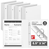 Henoyso 4 Pcs 8.5' x 14' Legal Size Binder, 3 Ring, 2 Inch, White