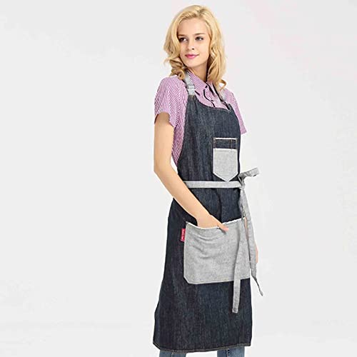 Delantales de Estilista para Mujeres con Bolsillos Delantales de Tienda de Mezclilla para Hombres Sin Mangas Ajustable para cocinar Camareros
