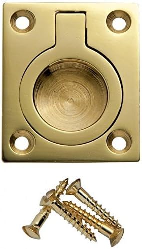 Jedo Flush Ring Pull Handle 38mm x 50mm - Polished Brass