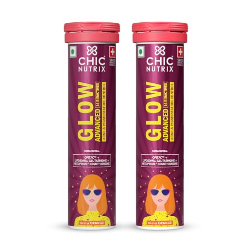 Image of Chicnutrix Glow Advanced 580mg L-Glutathione for Faster Skin Glow & Anti-Pigmentation with 14 Bioactives - 30 tablets, Orange Flavor