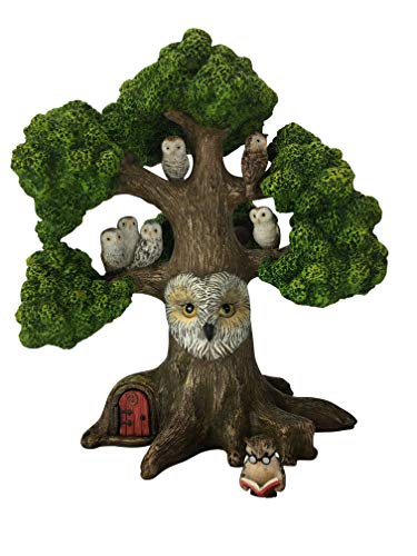 GlitZGlam Fairy Garden Tree - Theodore The Owl’s Miniature Tree (9.5 Inch Tall) for The Garden Fairies and Garden Gnomes - Part of The Beautiful Azarian Collection A Fairy Garden Accessory