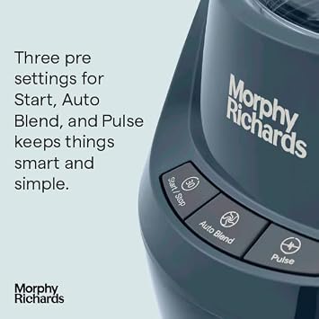 Morphy Richards Compact Personal Blender, 2 x Cups with Lids, Smoothie Maker, 3 Pre-settings, Dishwasher Safe, 1000w, Midnight Blue, 403060