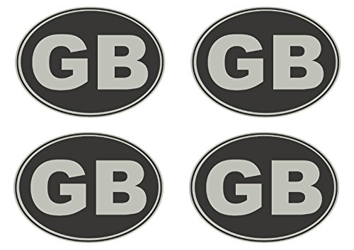 Image of Landing Designs Pack of Four Small Metallic Silver GB Oval- Motorbike, Scooter, Car vinyl stickers