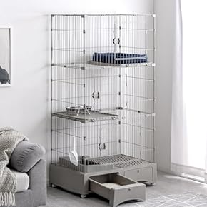 キャットケージ　キャットゲージ　猫用品　多機能　分割可能　Lサイズ　ホワイト リコメン堂 キャットゲージ 大型 2段 コンパクト ホワイト ハンモック