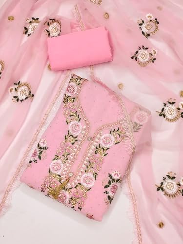 Image of Women's Georgette Embroidery Work Unstitched Dress Material