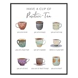 Have A Cup Of Positive-Tea, Self Affirmation Print, Therap Office Decor, Positive Self-talk, Mental Health Wall Art, School Counselor Decor, Office Poster, Unframed (8X10 INCH)