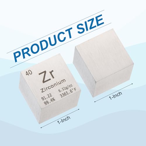 Image of PATIKIL 1 Inch Zirconium Cube Metal Element High Density Block Pure Periodic Magnesium Block for Element Collections Teacher Lab Scientific Experiment, 25.4 mm