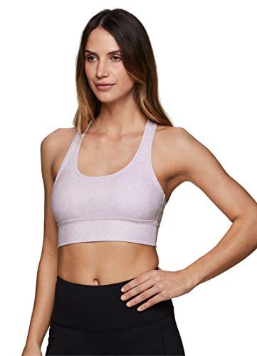Rbx Active Women's Athletic Fashion Scoop Neck Racerback Ultra Soft Quick Dry Pink Animal Leopard Print Low Impact Sports Bra Pastel Pink Leopard S #TOP2