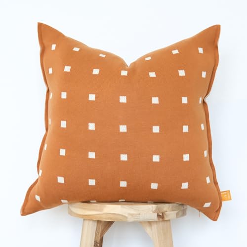 Living 100% Soft Cotton Knitted Modern Geometric Small Squares Throw