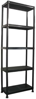 5 Tier 60cm Wide Heavy Duty Black Plastic Shelving Unit Storage Organiser Garage Home Pantry Racking Shelf Shelves Workbench Workman Bays Racking Tools Paint Stationary Parts (1)