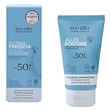 eco elio Rutina Perfecta Crema Solar SPF 50+ Facial y Corporal, Natural, Sin Octocrileno ni Perfume, Microplásticos-Free, Cosmética Eco para Familias, Piel Sensible, Uso Diario, Tamaño Viaje 75ml