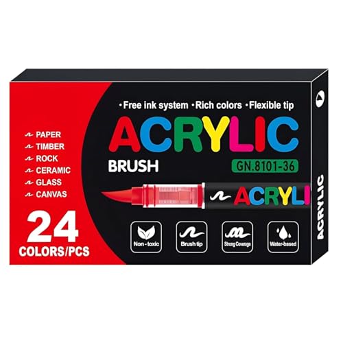 Image of Wafeeq Acrylic Paint Markers Set - Dual Tip Waterproof Paint Pens for Rock, Wood, Glass, Fabric & DIY Art Crafts