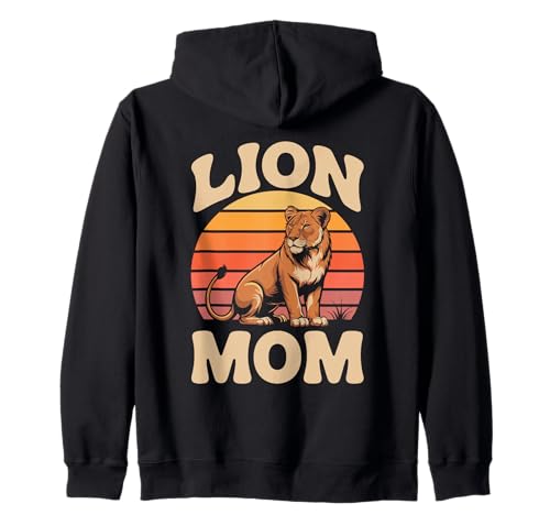 León Mamá Retro Leones Animal Rey León Zoo Animal Sudadera con Capucha