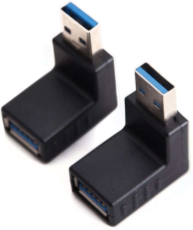 Image of [ 2 Pieces ] USB 3.0 Adapter 90 Degree Male to Female Combo Vertical Up and Down Angle Coupler Connector