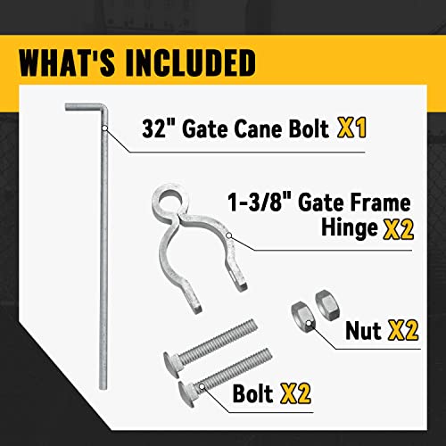 1-3/8" × 32" Gate Cane Bolt, Vivida Gate Drop Rod For Chain Link Fence, Cane Bolt Drop Pin For Single Or Double Gate, Galvanized Steel, 1 Pack #TOP3