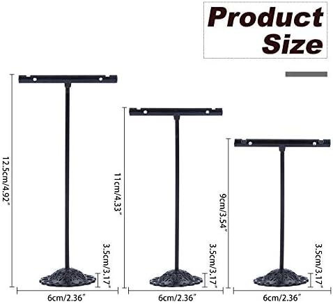 FINGERINSPIRE 6Pcs Earring T Stand Iron T Bar Earring Display Jewlery Showcase Organizer Display Rack for Photography Jewelry PropsBlack/White-Round Base, 3 Heights 9/11/12.5 cm