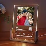 Hilldesign Custom Picture Music Plaque with QR Code, Personalized Photo Frame song Plaques for Boyfriend Girlfriend, Customized Acrylic Glass Art Album Cover Night Light Gifts for Couple Her Dad