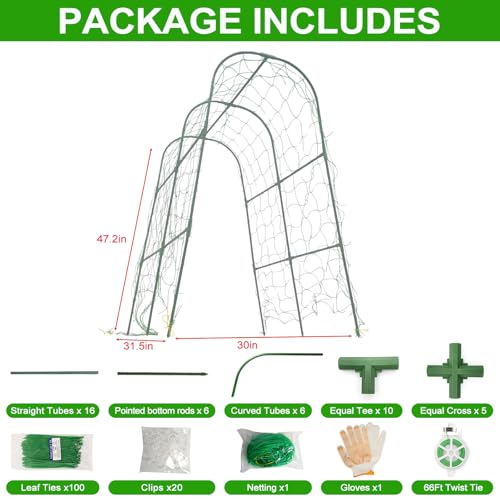 TIUIRE Cucumber Trellis for Raised Beds & Gardens - Sturdy Arch Trellis for Climbing Plants, Tomatoes, Peas & & Beans | Outdoor Vegetable Support for Vines (31.5" Lx30 W x47.2 H) by tiuire - Image 2