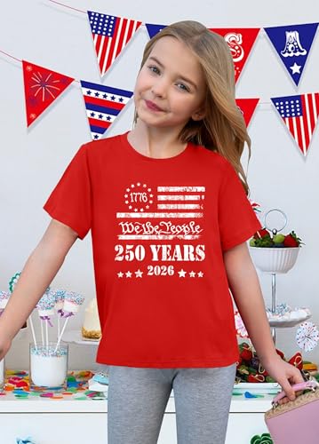 Image of CAZYCHILD Kids 250 Anniversary USA Shirts 250 Year American Flag Tshirt Boys and Girls Happy 250th Tee 4th of July Tops