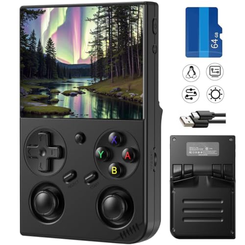 RG35XXPRO Retro Handheld Game Console,Portable Game with 3.5 Inch IPS Screen,with 64G TF Card Pre-Installed 4353 Games Supports 5G WiFi Bluetooth HDMI and TV Output