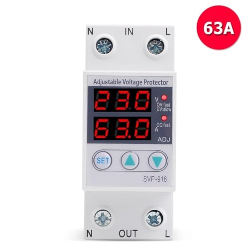 Protector de voltaje 63A 110V disyuntor con relé ajustable sobrecorriente 3