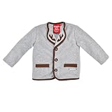Bondi Trachten Fleecejacke Baby-Jacke Grau-Melange mit Hirschstickerei, Gr.