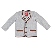 Bondi Trachten Fleecejacke Baby-Jacke Grau-Melange mit Hirschstickerei, Gr.