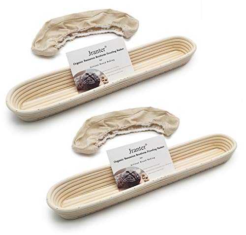 17 Inch Baguette Banneton Bread Proofing Basket and Linen Liner Set