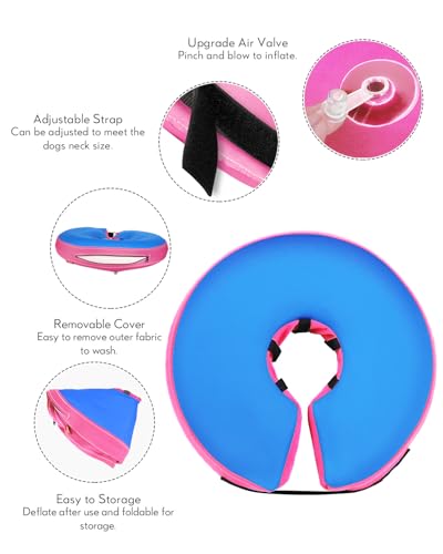 Image of MIDOG Inflatable Dog Cone, Donut Recovery Collar After Surgery, Medium