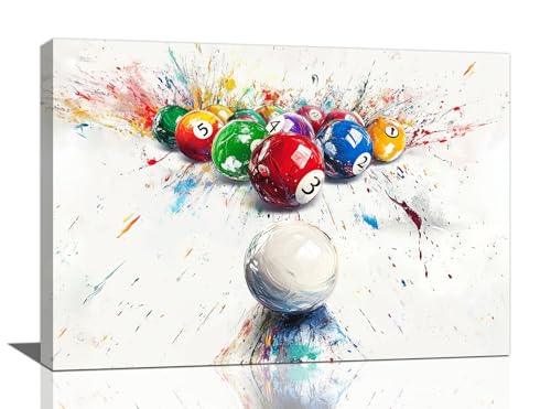 Quorin Banksy Billiards Wall Art Colorful Sport Pictures Billiards Pool Ball Sports Wall Decor Street Graffiti Canvas Print Painting Artwork for Pool Hall Gym Living Room Bedroom 16"x24"