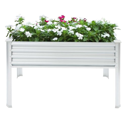 Fioriera rialzata da giardino con gambe in metallo, per verdure, fiori, erbe aromatiche, 120 x 60 x 80 cm, zincata