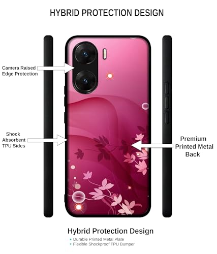 Image of Pink Abstract Design Premium 2D Printed Metal Back Case Cover for Vivo V29E 5G