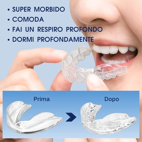 Bite Bruxismo Notturno, Anti-Bruxismo Protettori Buccali Per La Notte, 4PCS Con Scatola Di Stoccaggio, Comfortevoli Per L'uso Durante Il Dormire, Efficace Per Russare I Denti - 5