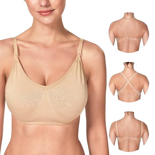 Women and Girls Professional Ballet Dance Bras Adjustable Clear Straps Seamless No Sponge(XW5B13)