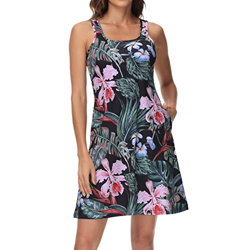 Image of Women's UPF 50+ Tank Dress A-Line with Pockets Breathable Quick Dry Sun Protection for Hiking Camping Beach Outdoor