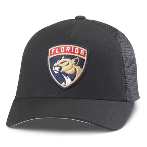 AMERICAN NEEDLE Unisex Florida Panthers Officially Licensed NHL Valin Adjustable Snapback Baseball Trucker Hat (EM002A-FLP-BLK)