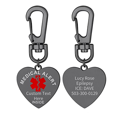 Supcare Medical Alert Schlüsselanhänger Edelstahl Kreis ID Tag Schlüsselbund Damen