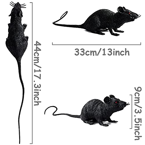 Xonor Halloween Dãcor Set Of 3 Realistic Looking Spooky Mice Rats, Super Large Mouce For Best Halloween Decoration, 3 Colors (White & Black & Grey) #TOP2