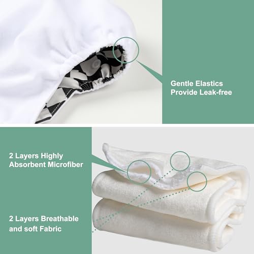 image for wegreeco Cloth Diapers 6 Pack with 6 Inserts & 1 Wet Bag, Washable Clo