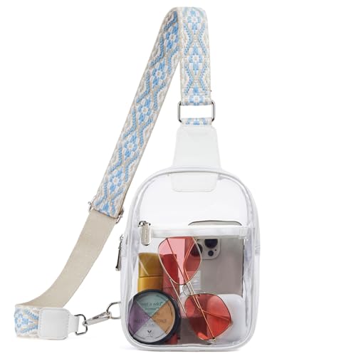BOSTANTEN Clear Bag Stadium Approved Transparent Sling Bag Crossbody Purse Chest Bag for Concerts Festivals Sports Events