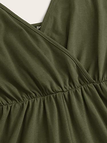 Makemechic Women's Solid Plus Size High Waist Wide Leg Cami Romper Army Green 0Xl #TOP3