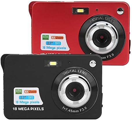 Kamera cyfrowa z 8-krotnym zoomem, przenośna kamera z 2,7-calowym ekranem TFT LCD i zintegrowanym mikrofonem, kamera wideo o rozdzielczości 1280 x 720, autofokus, obsługa karty SD (czerwona)