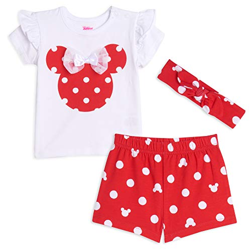 Disney Minnie Mouse Baby Girls T-Shirt Headband & Shorts Set 3-6 Months #TOP25