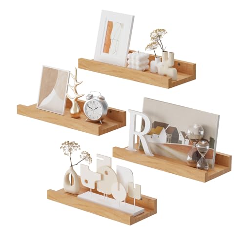 Étagère murale bois robuste : lot de 4 tablettes compactes fixation stable pour petits espaces - 2