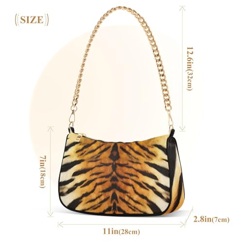 Bolso de hombro con estampado de piel de tigre para mujer miniatura 5