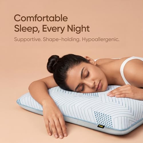 Image of Frido Latex Pillow with Cooling Cover |100% Natural Latex Orthopaedic Pillow for Neck & Shoulder Pain Relief |Reversible Cooling Design with Air Vent Holes | for Side & Back Sleepers | Pack of 2