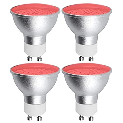 Bonlux Bombillas LED GU10 Rojo 5W, MR16 luz Rojo no Ajustable, ángulo de Haz 120 °, Halógeno 50W Equivalente, para Iluminación Paisajística y Decorativa (4 Juegos)